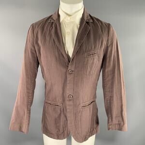 HANNES ROETHER Chest Size S Brown Solid Cotton Blend Notch Lapel Sport Coat